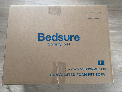 Large Dog Bed Sofa - Washable Orthopedic Dog Beds and Couch with Removable Flannel Cover, Waterproof Dog Pillow with U-Shape Bolster, Grey Squre Pet Bed, 89X63X16Cm