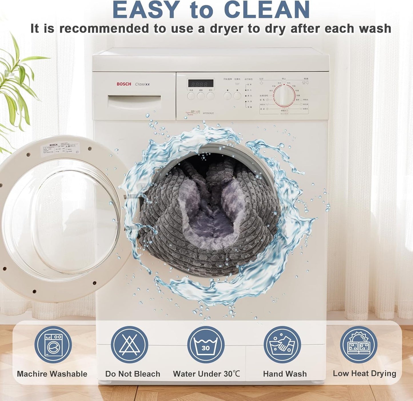 Extra Large Dog Bed Rectangle Large Pet Beds Grey, Hooded Pet Cave Bed with Designed for Wheat Grain, Soft Rose Fluff XL Dog Cave with Nonskid Bottom for Labrador, 90X65X23Cm