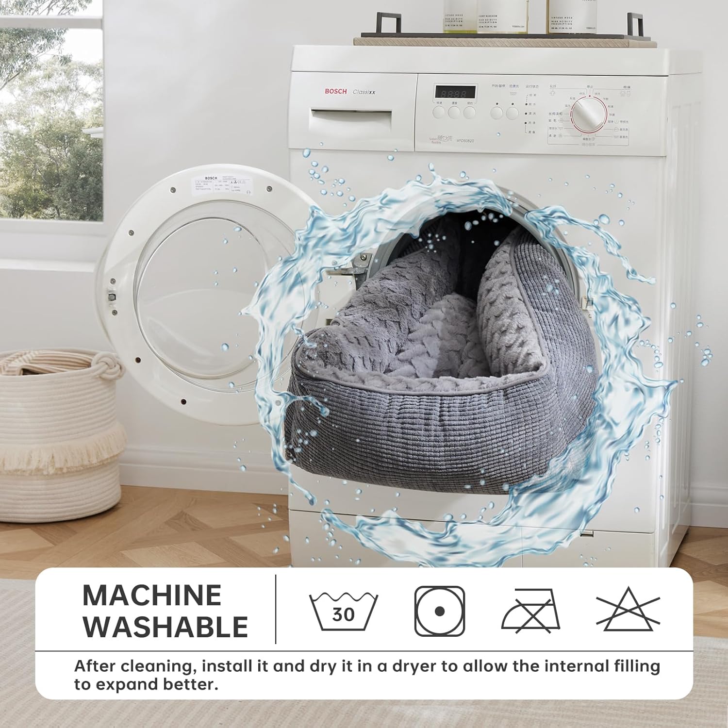 Extra Large Dog Bed Washable, XL Dogs Bed with Particle Memory Sponge&Cotton to Prevent Bone Diseases, XL Dog Bed with T-Shaped Pattern Fluff for 40KG Labrador/Golden Retriever, 90X65X23Cm