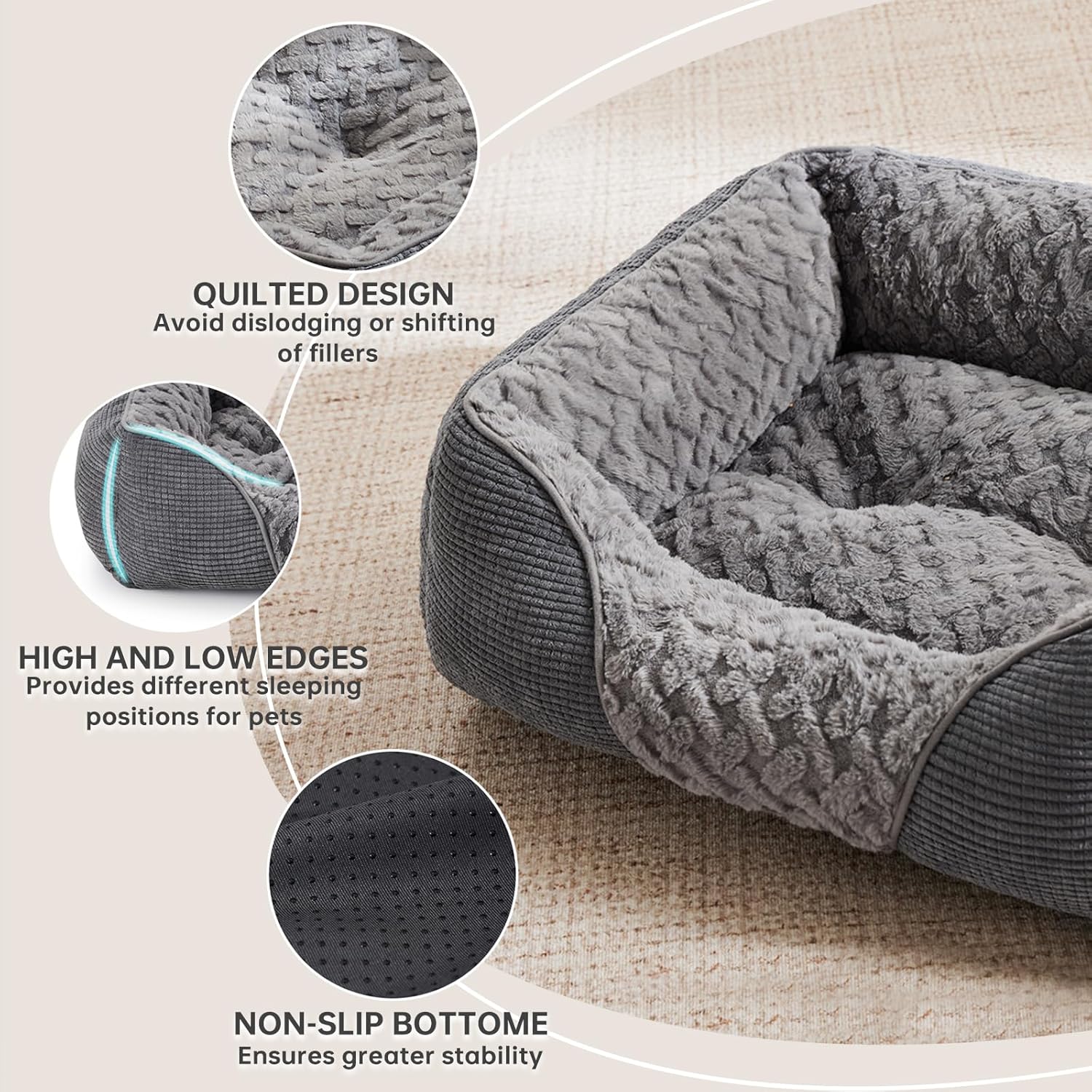 Extra Large Dog Bed Washable, XL Dogs Bed with Particle Memory Sponge&Cotton to Prevent Bone Diseases, XL Dog Bed with T-Shaped Pattern Fluff for 40KG Labrador/Golden Retriever, 90X65X23Cm