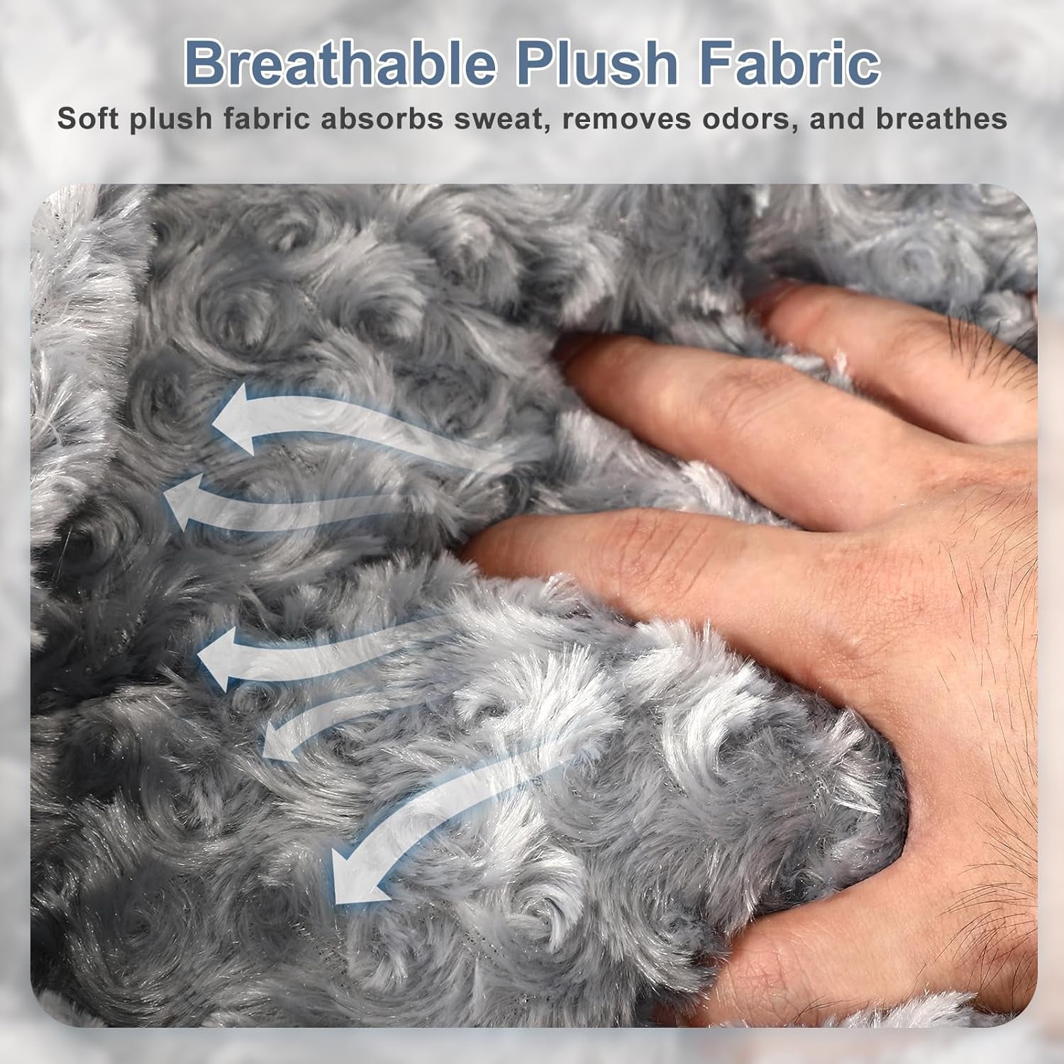 Extra Large Dog Bed Rectangle Large Pet Beds Grey, Hooded Pet Cave Bed with Designed for Wheat Grain, Soft Rose Fluff XL Dog Cave with Nonskid Bottom for Labrador, 90X65X23Cm